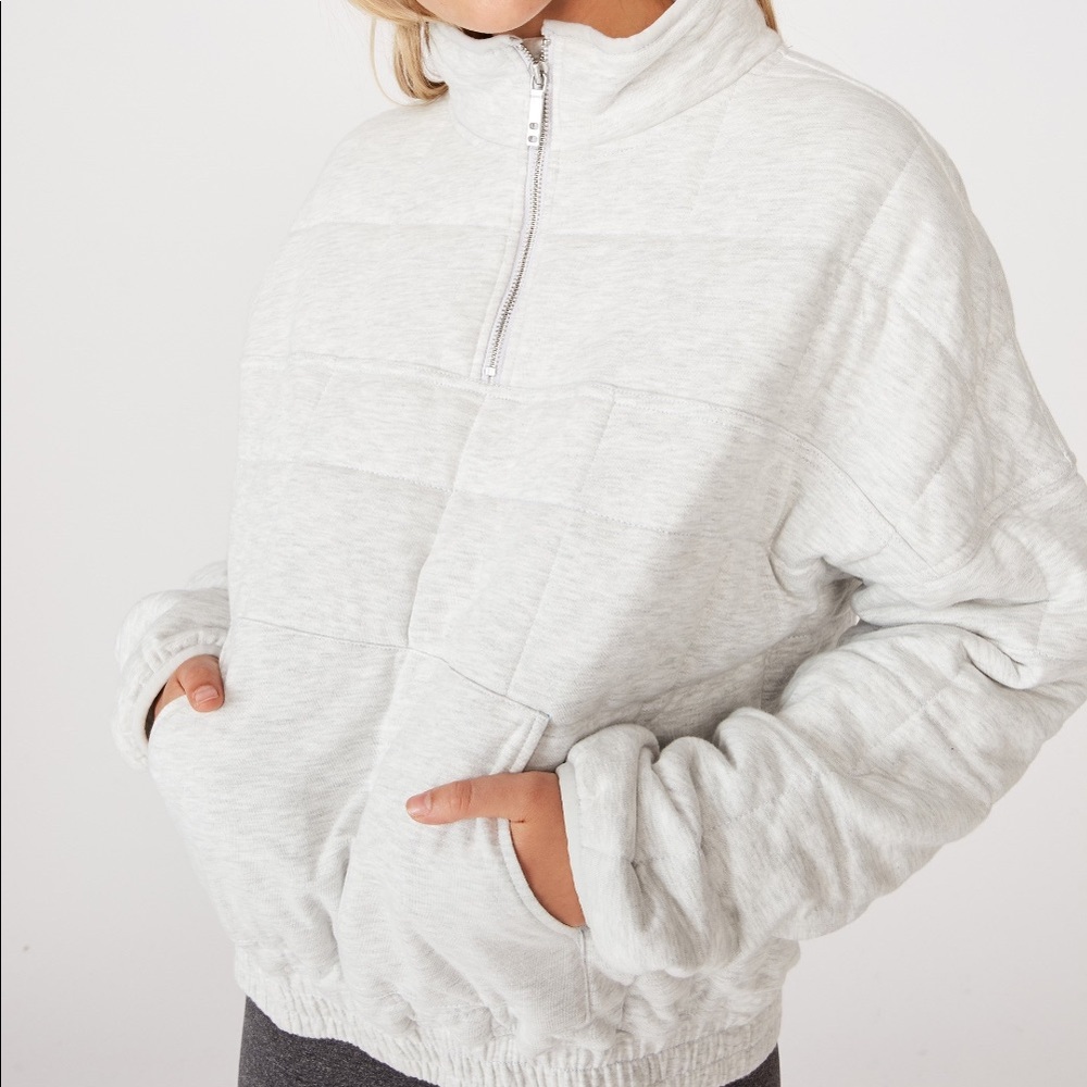Cotton On GRAY Quilted Zip Through Fleece